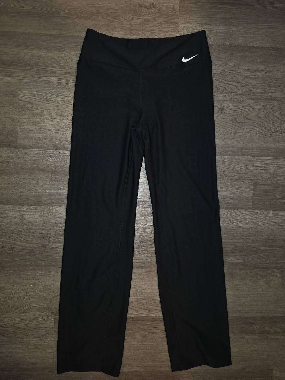 Nike Dri-FIT Women’s L Black Straight Leg Yoga Workout Pants Swoosh